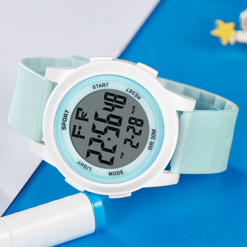 Nuevo estilo dulce macaron estudiante chica fresca moda Junior High School deportes reloj impermeable reloj electrónico
