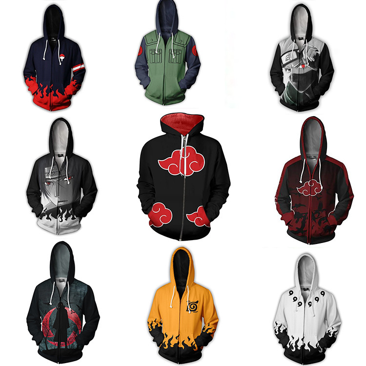 Cross-Border Naruto Akatsuki Sweatshirt Uchiha Itachi 3D Cardigan Cosplay Anime Source Factory