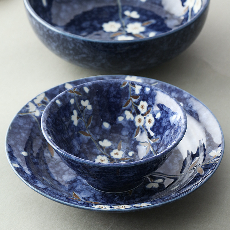 Japanese Imported Meitang Sakura Sakura Series Tableware Rice Bowl Noodle Bowl Soup Bowl Deep Plate Plate