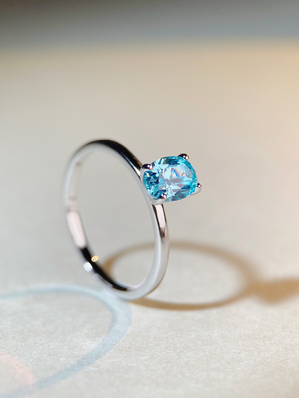 Simple Style Oval Sterling Silver Inlay Zircon Rings 1 Piece