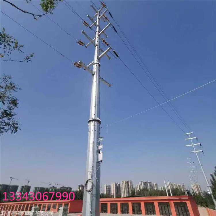 山西电力钢杆 法兰连接输电钢杆 35KV钢制电力杆 钢管塔批发