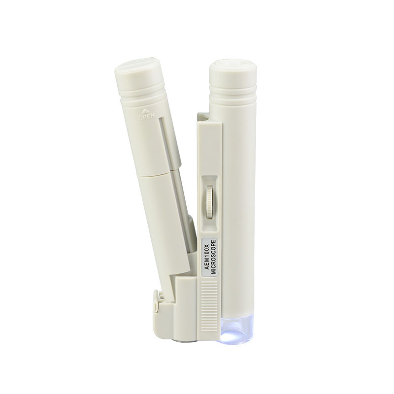 工厂库存清仓MG10085-1手持双管迷你显微镜带LED光源带刻度ZJ