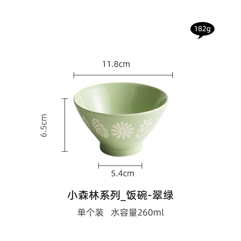 小さな森の陶磁器の碗の皿のセットの家庭用ネットの赤い創意のスープの碗のレリーフの皿の高い顔の価値のご飯の碗の食器の組|undefined
