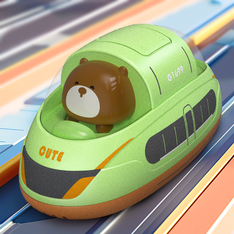 Nuevos productos transfronterizos de tren de alta velocidad de doble retroceso Baby Cognitive Toy Car Animal Toy Toy