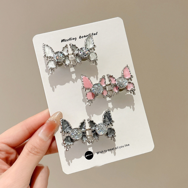 Horquilla de mariposa líquida de estilo dulce, flequillo lateral femenino de alto valor, diseño de nicho, clip lateral suave y versátil, horquilla