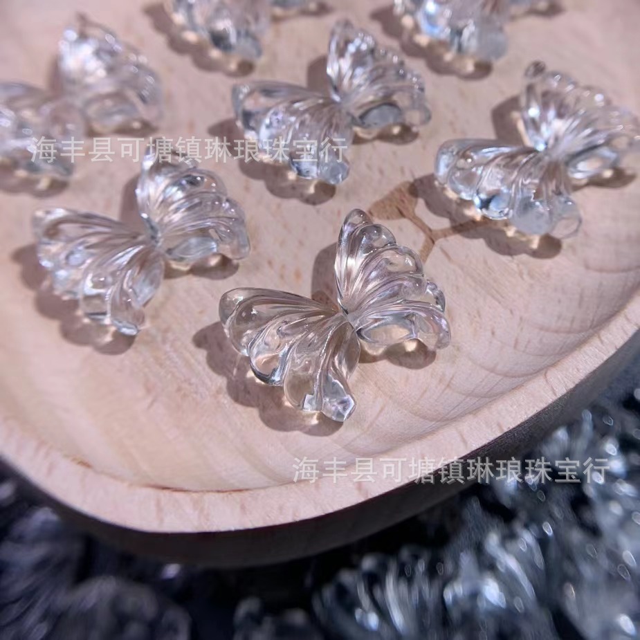(2개) 자연 화이트 크리스탈 나비 날개 조각 작은 액세서리 DIY 팔찌 액세서리 패션 절묘한 신선한