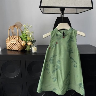 Girls' Summer Chinese-Style Cheongsam Dress 2025 New Children's Trendy National Style Dress Forest-Style Tang Suit New Chinese Style
