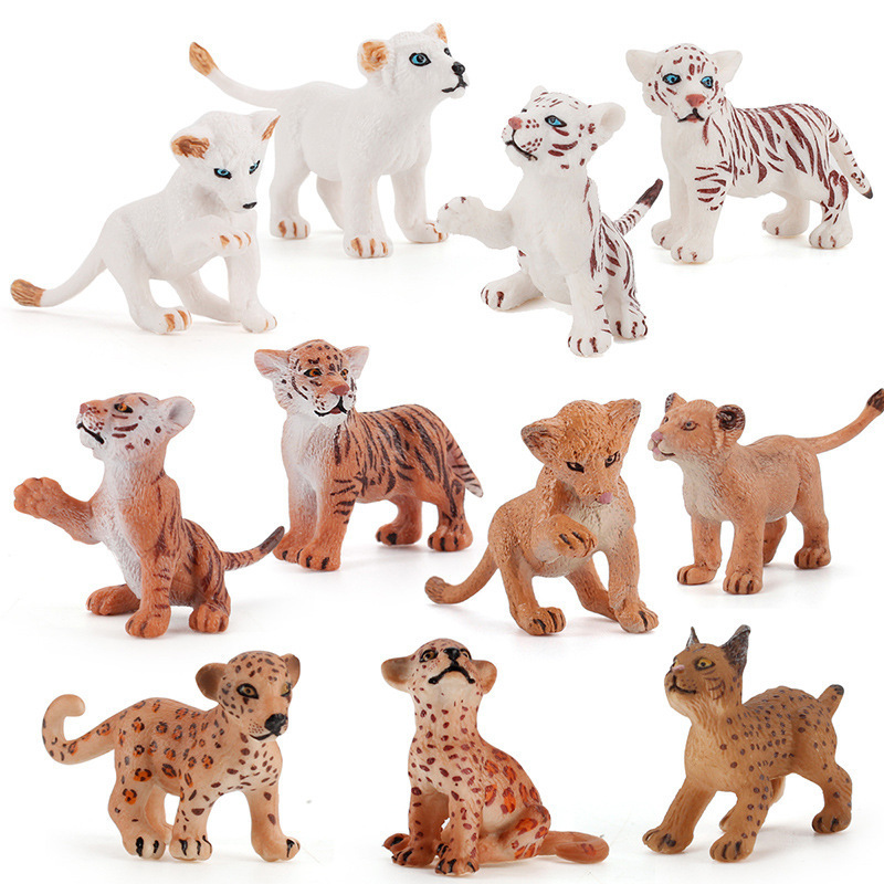 Children's Artificial Desktop Wild Animal Model Ornaments Lion Tiger Cub Small Lynx Small Leopard Solid Figure Children's Artificial Desktop Wild Animal Model Ornaments Lion Tiger Cub Small Lynx Small Leopard Solid Figure