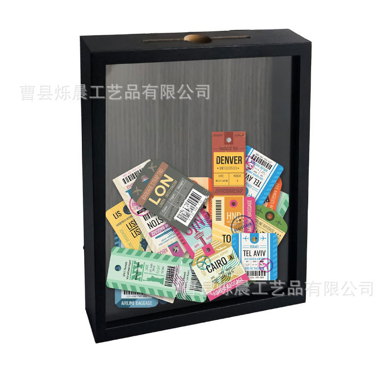 Wooden Wine Plug Display Box New Chinese Hollow Collection Photo Frame Wall Mounted Wine Cork Shadow Box
