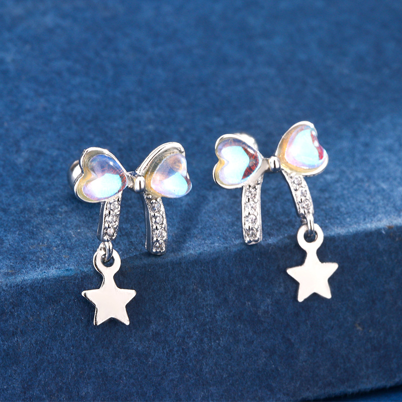 Summer sweet moonstone bow earrings temperament niche design new earrings new explosions earrings wholesale