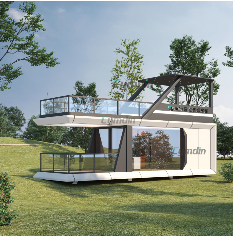 Cápsula espacial de doble capa, casa móvil, casa terminada, casa de familia, villa con cápsula de manzana, área escénica simple, casa integrada al aire libre