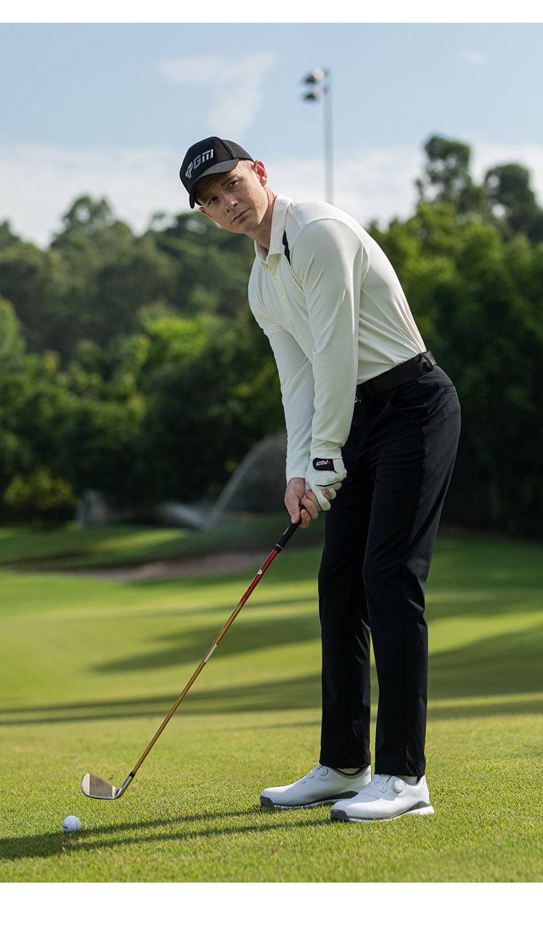 Áo polo golf nam dài tay PGM phối màu tương phản — KUZ167-màu trắng, YF630-Màu đen, YF630-màu cam, KUZ167-màu xanh hải quân chi tiết 7