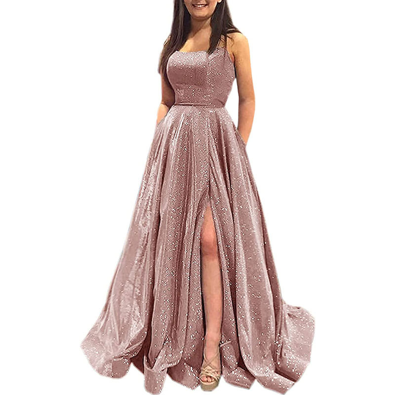 Europa y América Comercio Exterior Amazon AliExpress nuevo banquete vestido de la Honda vestido de dama de honor split vestido sin espalda image 5