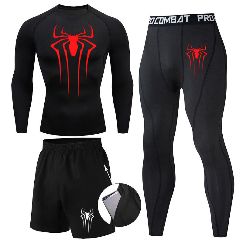 Men's Quick Drying Three Piece Sports Set For Running Training_voghion.com