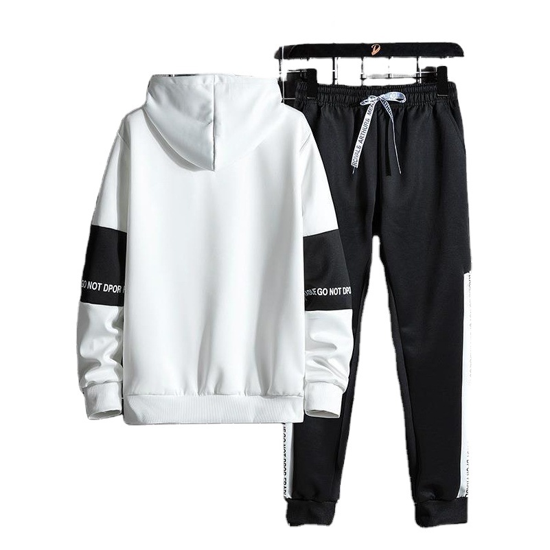 Knitted suit cross-border para hombre, suéter con capucha de terciopelo polar de otoño, traje de dos piezas, pantalones cortos delgados coreanos, deportes