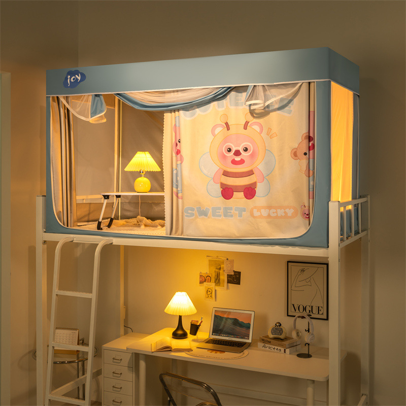 Nuevo tipo de instalación gratuita dormitorio de estudiantes cama individual mosquitera anti-mosquitos 2025 nueva cama superior e inferior dormitorio para bebés anti-caída