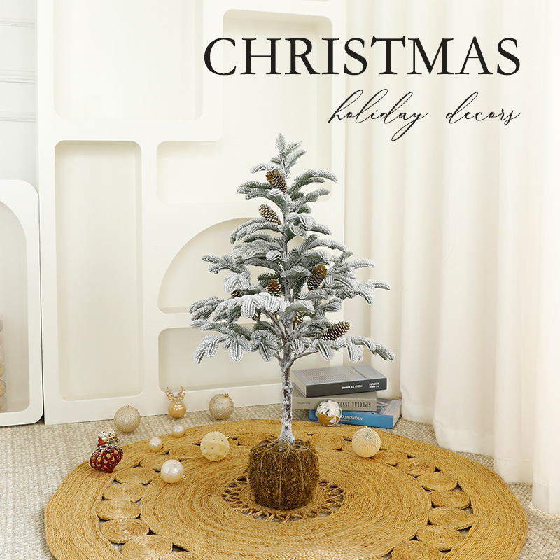 Amazon nieve árbol de Navidad set Navidad hogar decoración de sala de estar suelo musgo fondo adornos de árbol de Navidad