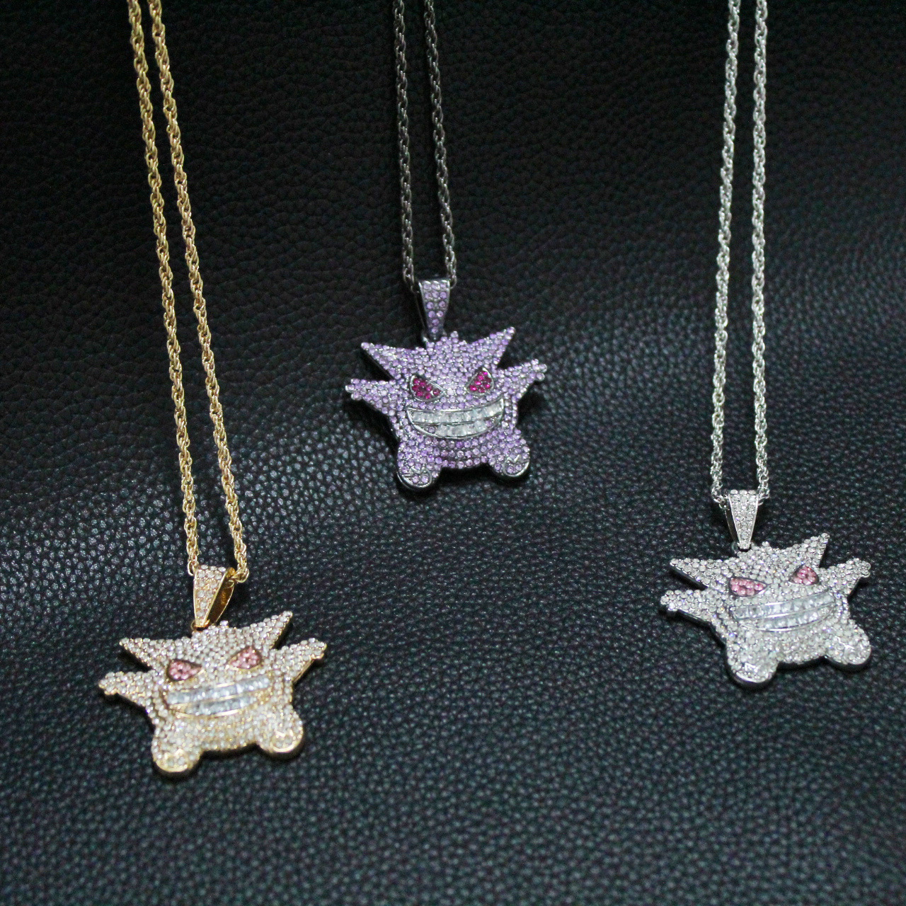 欧美跨境嘻哈个性项链宠物小精灵耿鬼吊坠动漫卡通锁骨链合金饰品