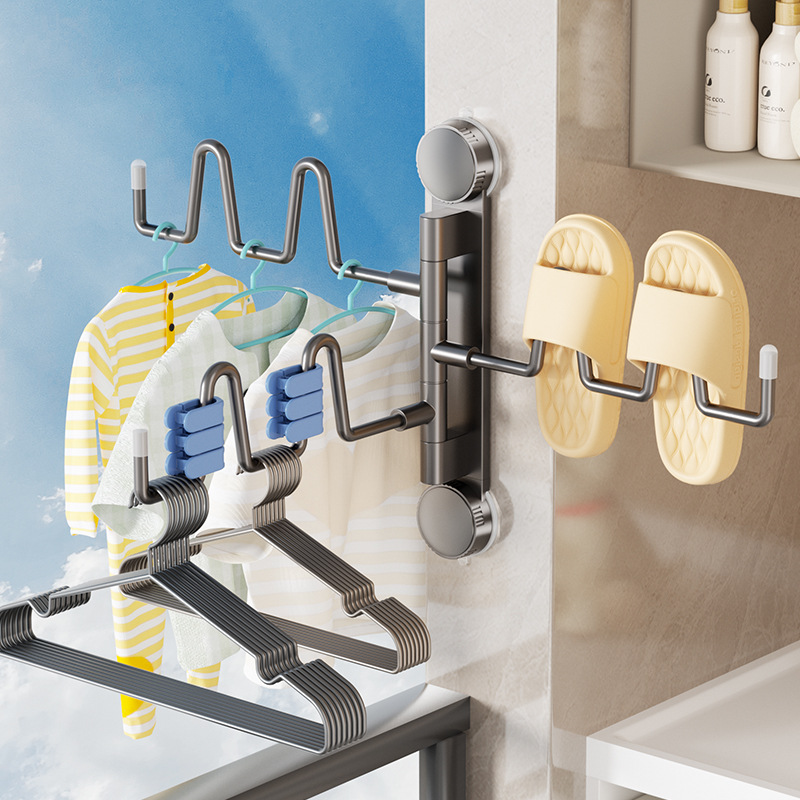 Suction Cup Shoe Drying Rack for Balcony Indoor and Outdoor Punch-Free Simple Shoe Sandal Artifact Rotatable Folding Shoe Drying Rack