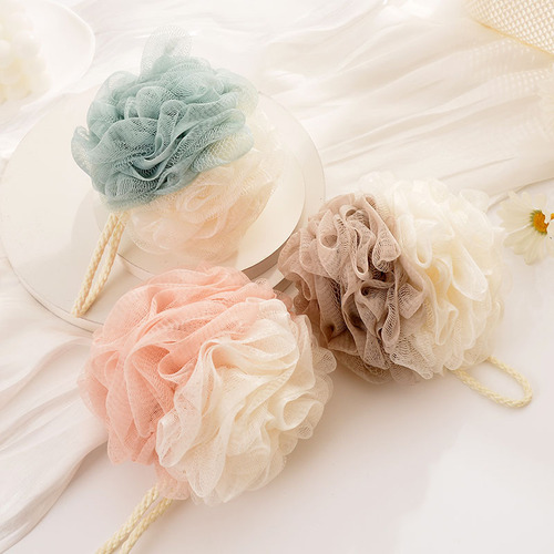 Two-color bath ball 60g large bath flower soft patchwork bath scrub for factory batch bath flower foaming net back scrub bath supplies
