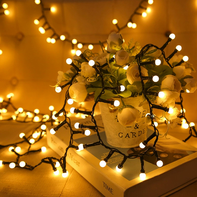 New Year's small ball light string small white ball lantern cherry small ball decorative light outdoor waterproof solar camping light
