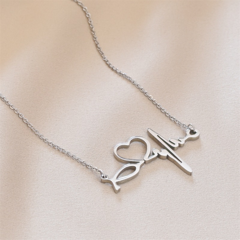 Fashion Heart Shape Titanium Steel Polishing Necklace