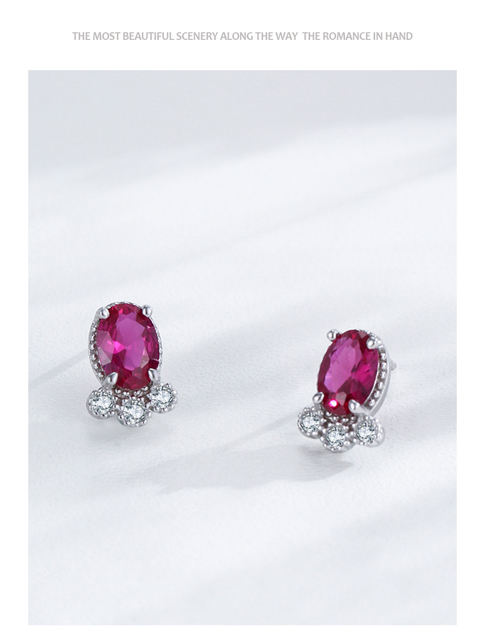 Geometric Pattern Women's Gender S925 Sterling Silver Ruby Small Goldfish Earrings Necklace Female Temperament Wild Design Jewelry Suit
