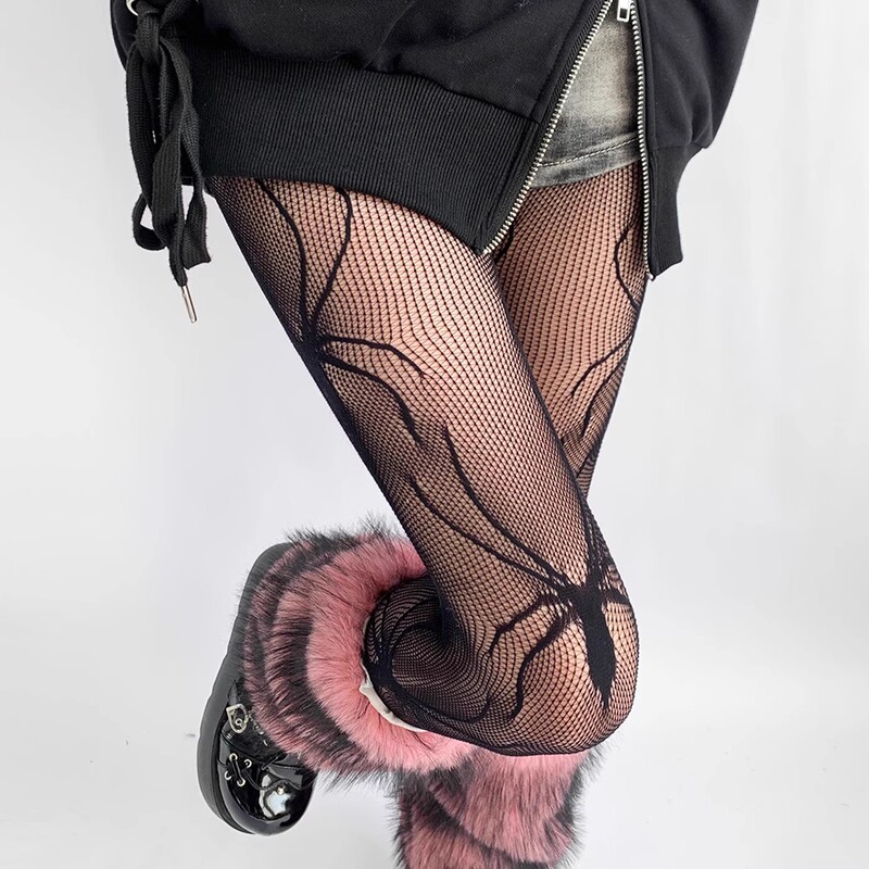 Sexy Lace Pantyhose Gray Fishnet Stockings Spider Pattern Pure Desire Sexy Black Silk Fine Mesh Black Leggings