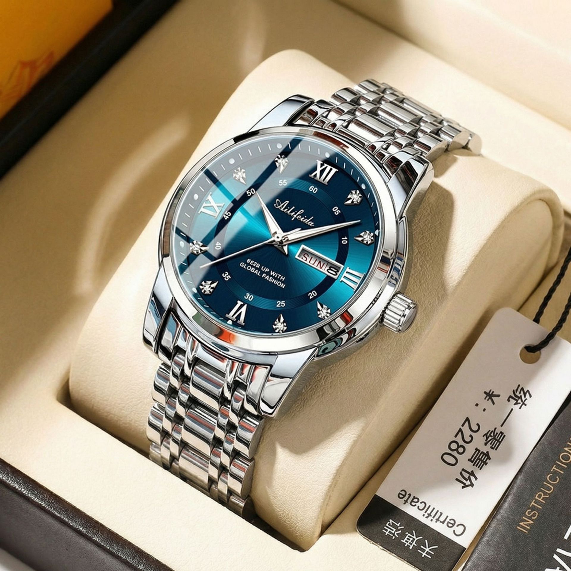 New High-End Fake Mechanical Quartz Watch Hollow Bottom Men's Business Luminous Waterproof Calendar Simple Men's Watch