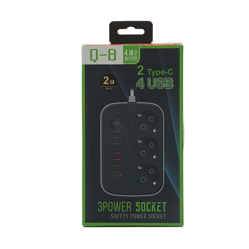 4USB + 2C puerto multifuncional enchufe de cargador enchufe de línea de agujero europeo estándar europeo oficina en el hogar ruso europeo