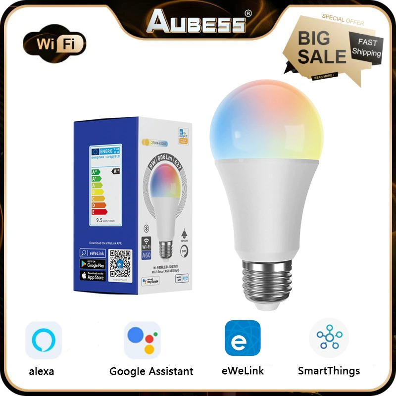Ewelink WIFI + Bluetooth двойное управление 9 Вт 220-240 В E27 патрон RGB + CCT умная лампа