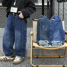 儿童男童棉裤加绒加棉双层牛仔裤加厚保暖裤子中大童夹棉秋冬裤