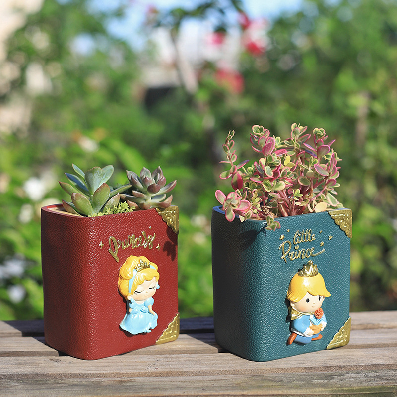 Chậu Cây Resin Chậu cây hình quyển sách cổ tích resin, chậu mọng nước mini, trang trí bàn, ban công và sân vườn (RG-139)