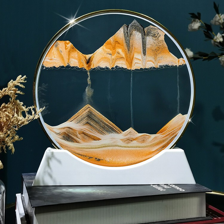 Quicksand Painting Round 3D Ornaments Gold Border Quicksand Gift Hourglass Painting Crafts DIY Material Package Classy