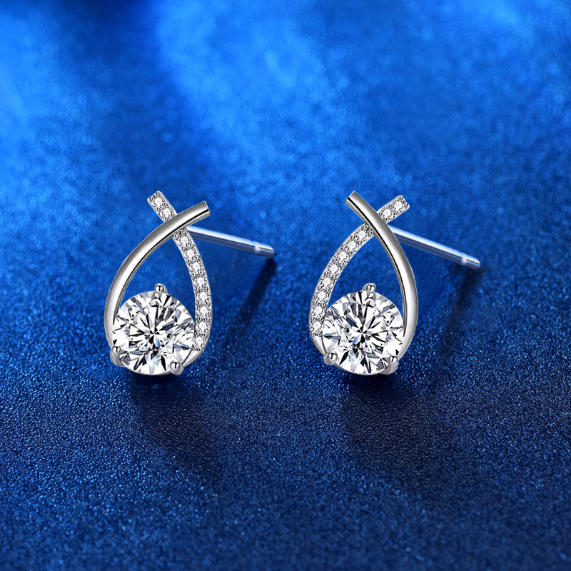 Ear Studs Classification 1 Pair Quantity Holiday, Date, Tea Party Occasion 925 Sterling Silver Material 1 Pair 925 Sterling Silver Moissanite Geometric Ear Studs