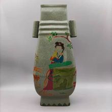 古物宋官窑人物描金瓶古董古玩瓷器旧货老物件收藏包老保真老
