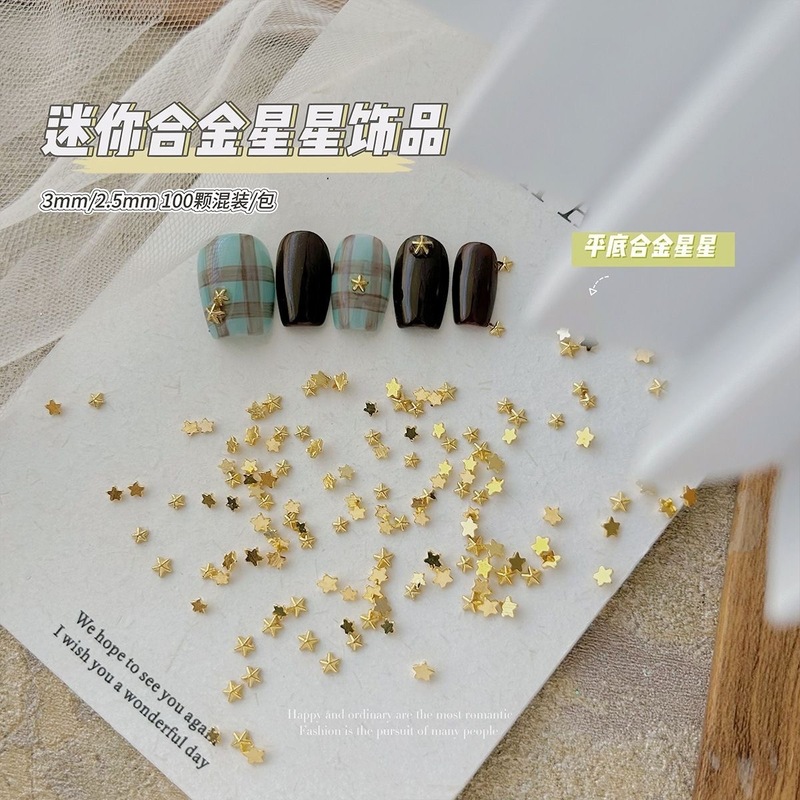 百搭美甲饰品五角星合金卡通星星大小海星迷你立体指甲装饰小配件|undefined
