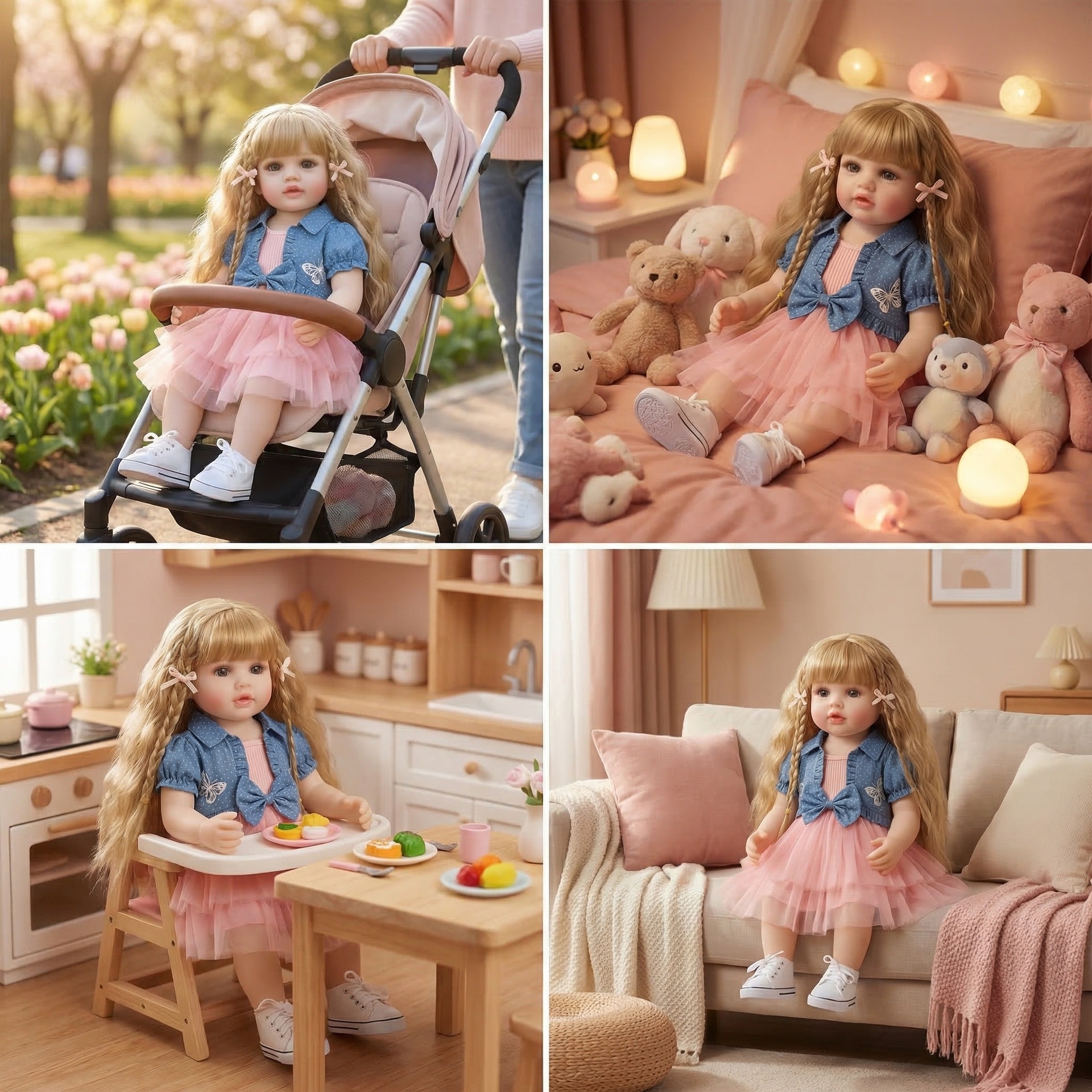 NPK22inch denim camisa de manga corta Betty simulación muñeca renacida para acompañar a los niños regalos de vacaciones preferidos