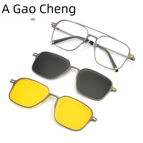 New Polarized Sunglasses with UV Protection, Magnetic Clip-on Case, Live Stream Compatible, Can Fit Prescription Lenses, Model 7009