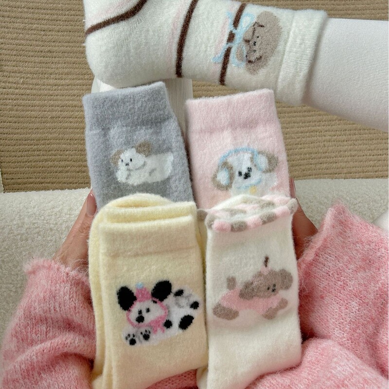Cute Sleep Socks for Women in Winter, Coral Fleece Maternity Thickened Warm Australian Fleece Sleeping Home Plush Cotton Socks