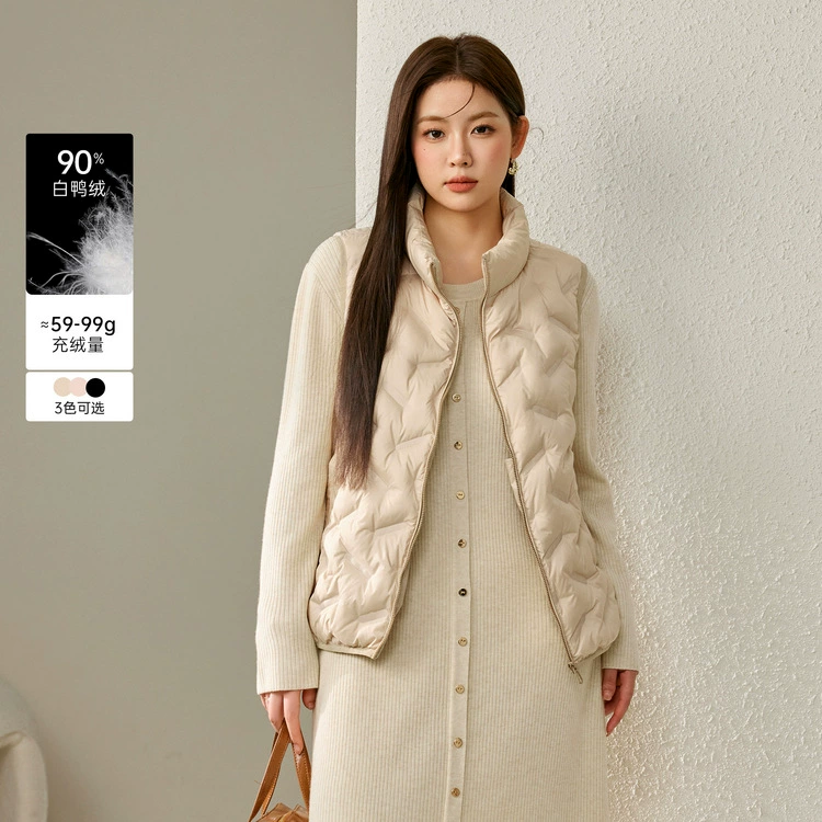 Великие и красивые женские простые и модные темпераменты дикий теплый воротник пуховый жилет жирный mm2024 зимний новый стиль