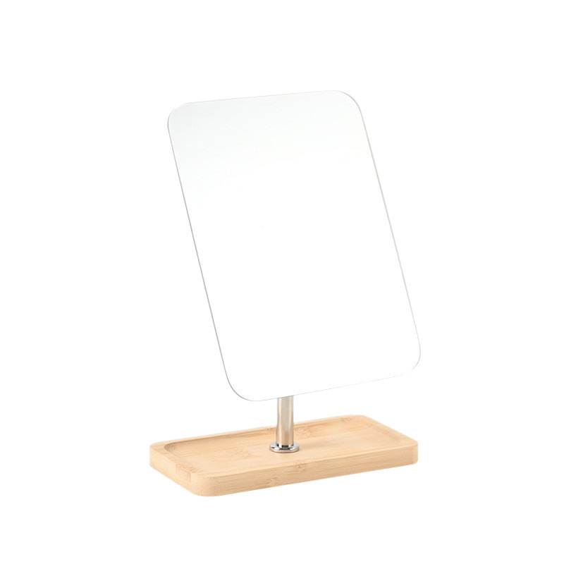 Red de bambú rojo madera de escritorio dormitorio de escritorio de mujeres portátil gran espejo de estudiantes plegable espejo de vestuario doméstico