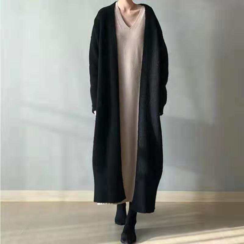 Loose Sweater Autumn and Winter Women's Versatile Extra Long Over-The-Knee Cardigan Jacket Lazy Style Knitted Sweater New Style for Women Loose Sweater Autumn and Winter Women's Versatile Extra Long Over-The-Knee Cardigan Jacket Lazy Style Knitted Sweater New Style for Women