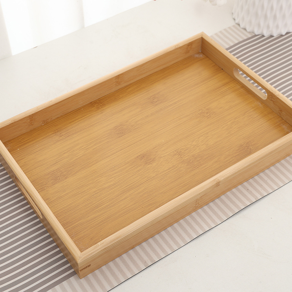 bandeja de bambú rectangular gruesa bandeja de comedor para hotel bandeja de té de bambú bandeja de madera de pan de frutas creativas de bambú