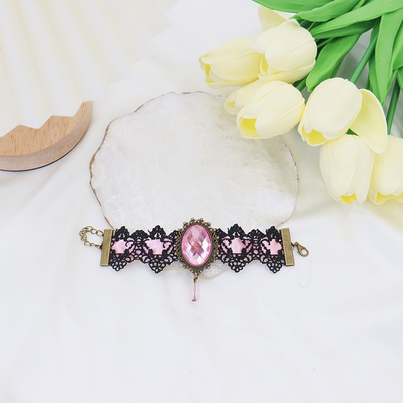 Cross-border para diseño misterioso collar de encaje de cristal de dama collar de diamante joyas de cadena de clavículas