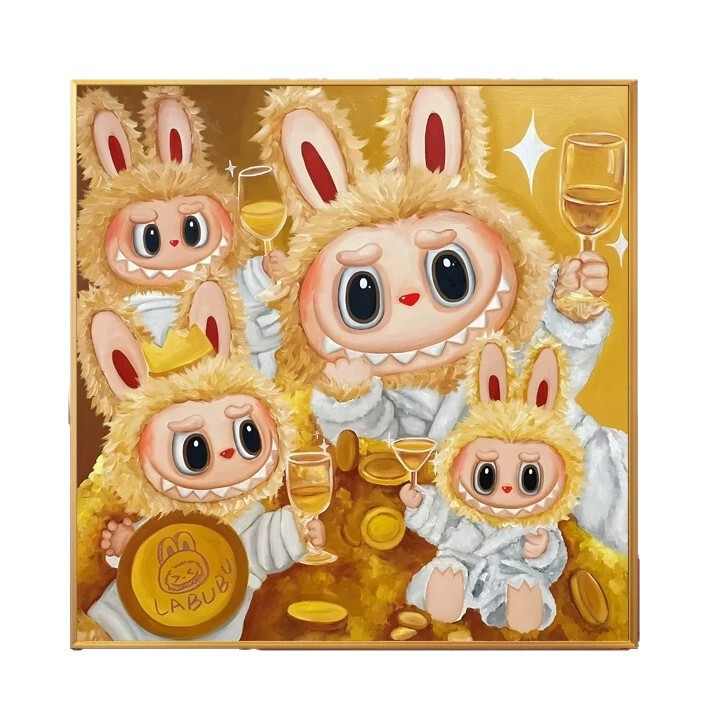 LABUBU 油絵 LABUBU 漫画吊り絵画デスクトップリビングルーム絵画子供部屋寝室装飾絵画|undefined