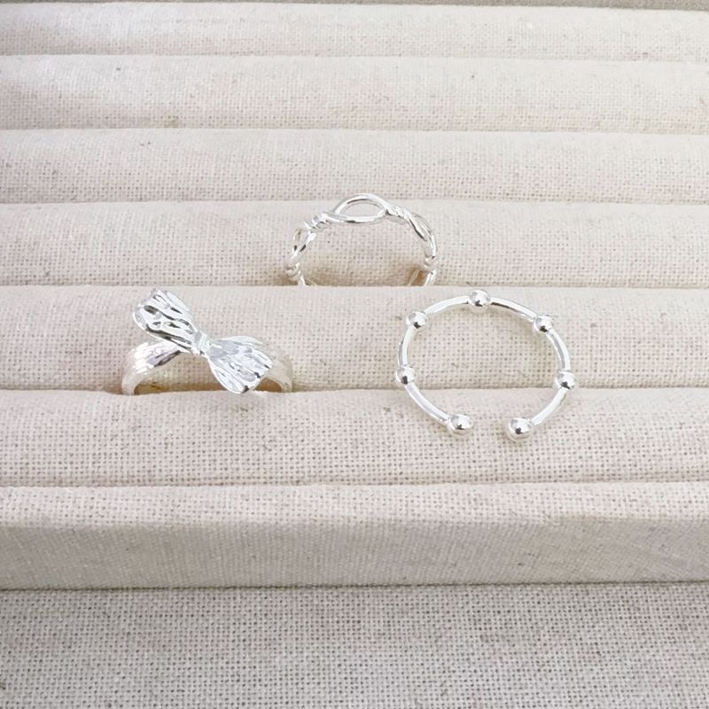 Korean Blogger Hapyrm's Same Style Bow Ring for Women, Simple Stackable Open Adjustable Index Finger Ring for Women Korean Blogger Hapyrm's Same Style Bow Ring for Women, Simple Stackable Open Adjustable Index Finger Ring for Women