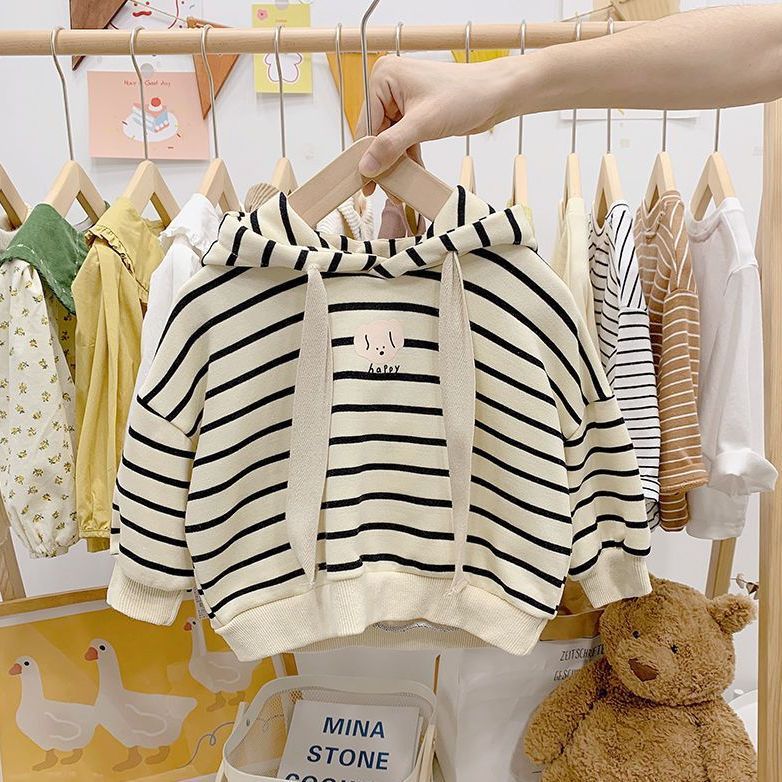 Children's Sweatshirt Boys' Girls' Spring Autumn Winter Baby Long-sleeved Top with Hat Medium Thickness Children's Clothing Ins Versatile Trendy 