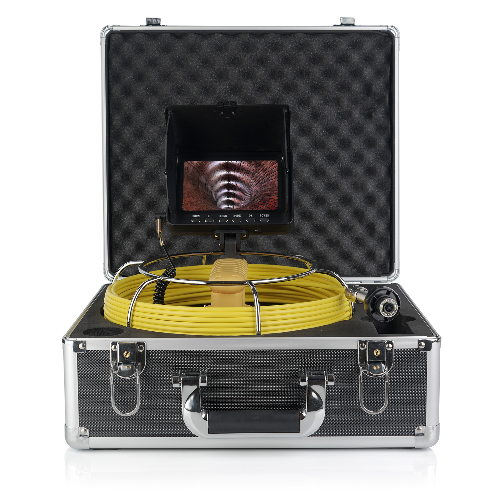 5寸高清200W工业管道内窥镜下水道检测探测仪管壁桩探测机铝箱款