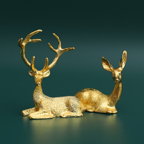 Cross-border mini luxury deer ornaments sika deer creative modern living room TV cabinet wine cabinet entrance decoration crafts